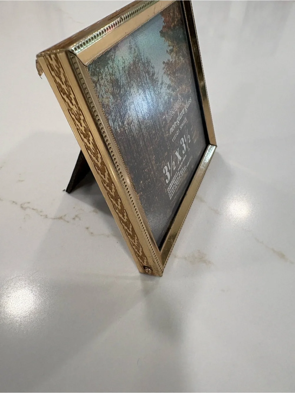 Intercraft Gold Beaded Metal Photo Frame 3½ x 3½ Vintage. 1980